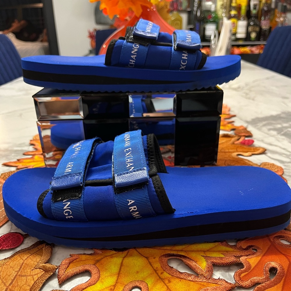 Armani Exchange Royal Blue Slides